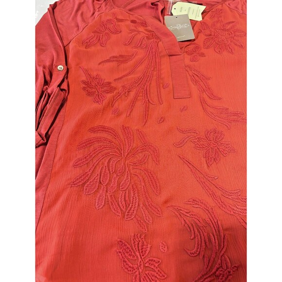 Anthropologie Apparel Tiny Embroidered Floral Tunic Rust Orange Size Medium NWT - Picture 2 of 16